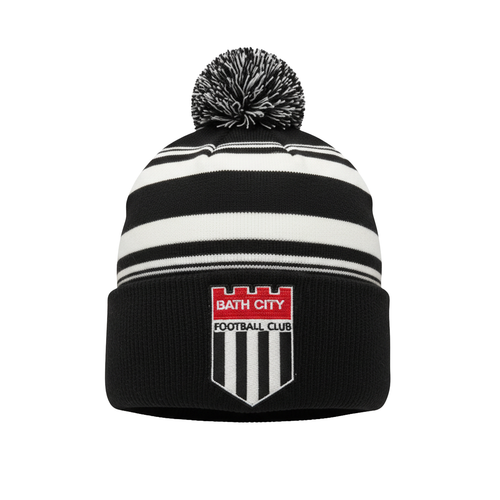 Bobble Hat - Black and White Striped